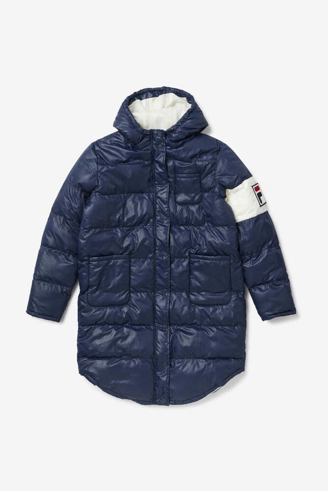 Fila Jacket Womens Navy - Luisa Quilted Puffer Coat - Philippines 6453812-AQ